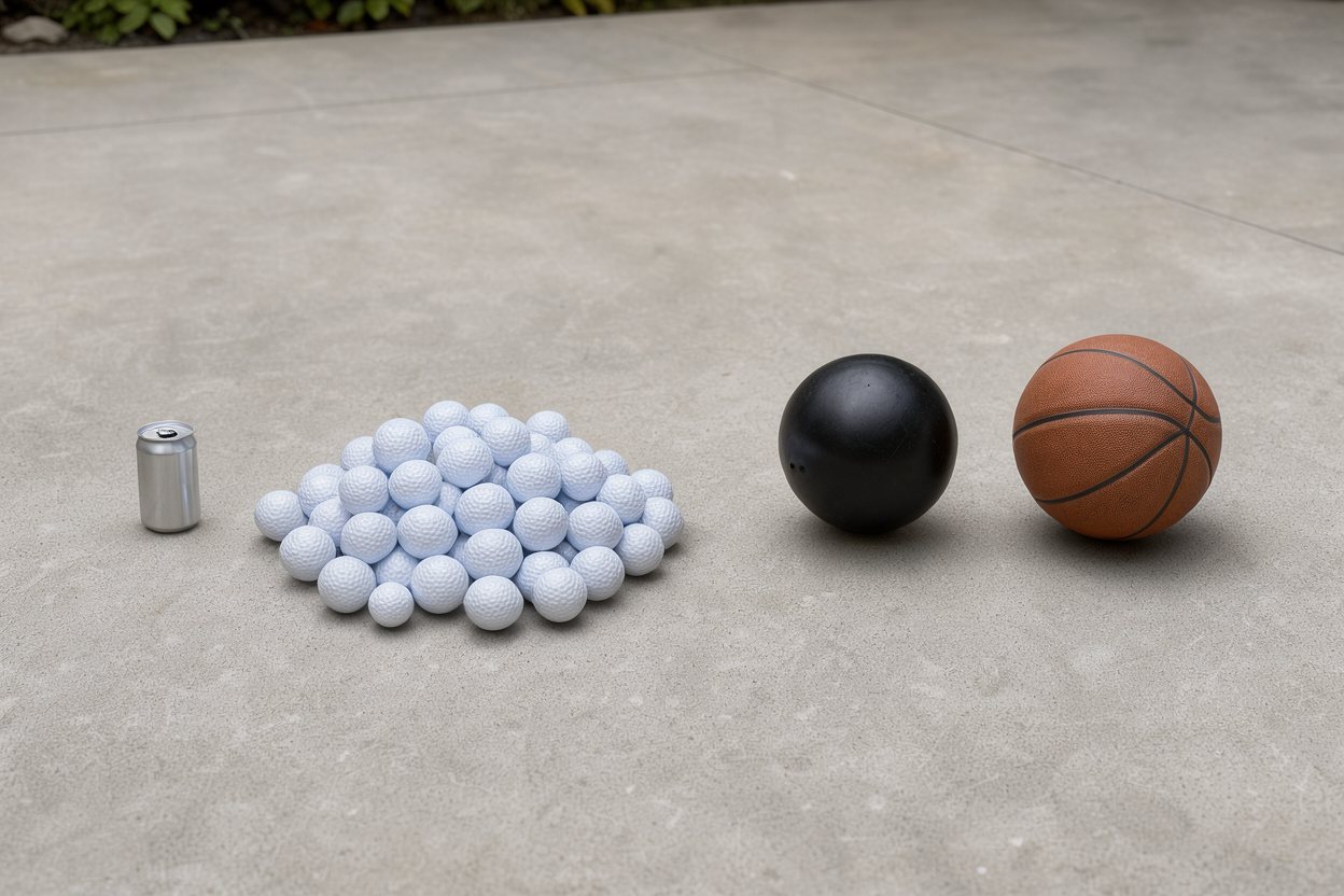 How many golf balls weigh as much as a bowling ball?