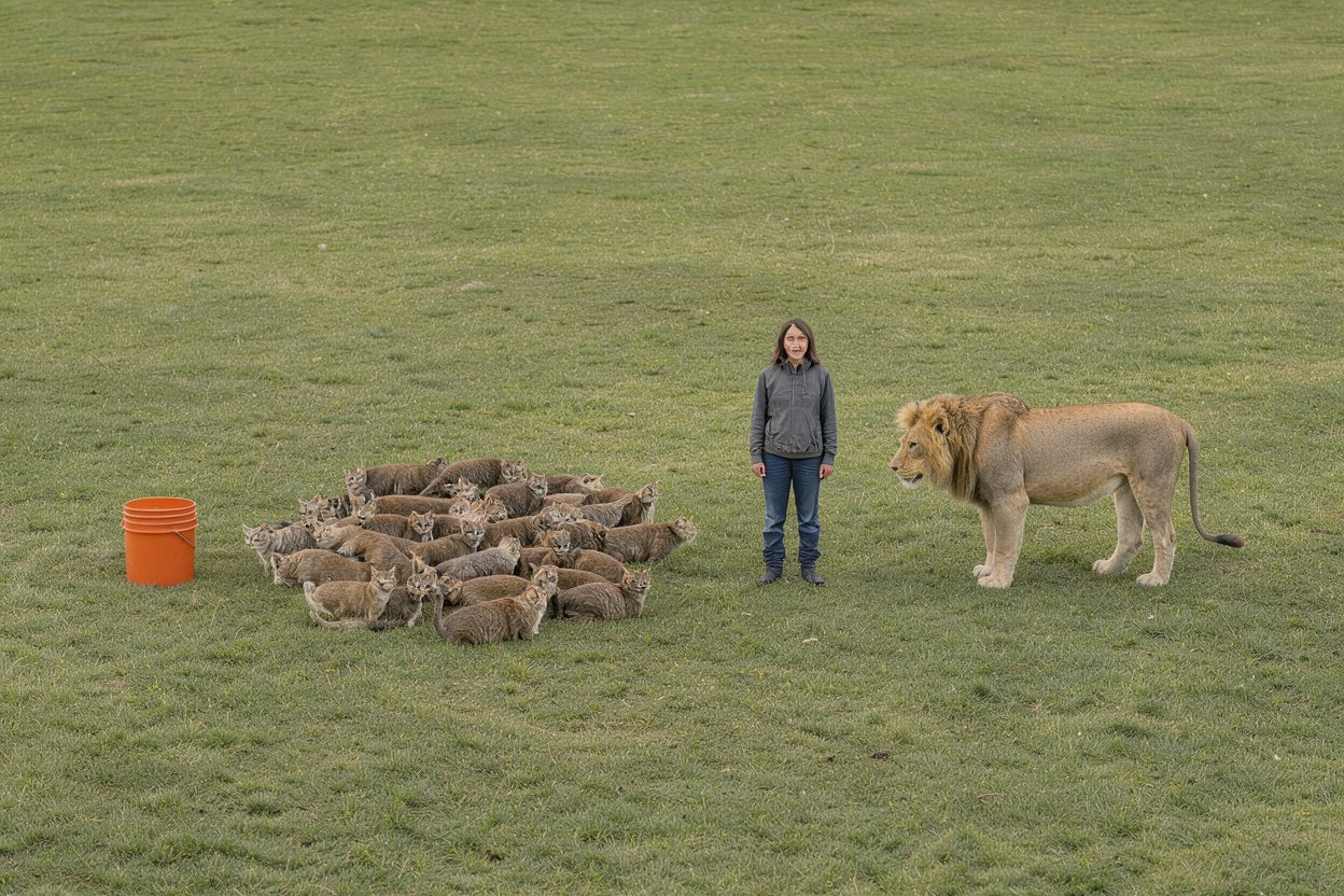 How many cats weigh as much as a lion?